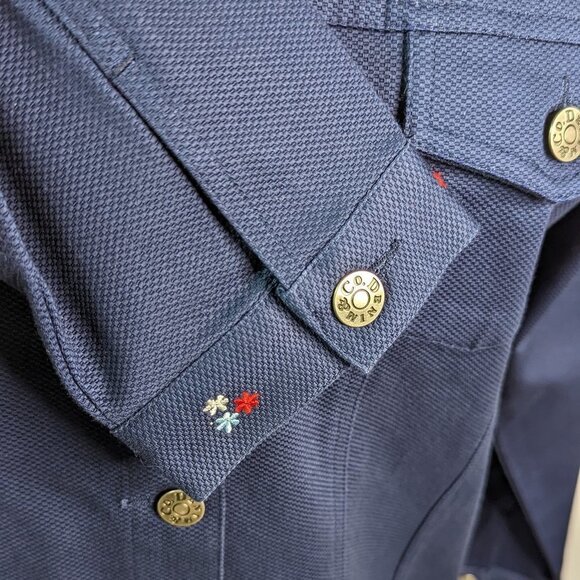 DENIM & CO Embroidered Cotton Stretch Long Sleeve Jacket Navy Size Medium - Picture 7 of 15